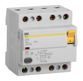 Выключатель дифф.тока УЗО IEK MDV10-4-025-030 ВД1-63 25A 30мА AC 4П 400В 4мод белый (упак.:1шт)