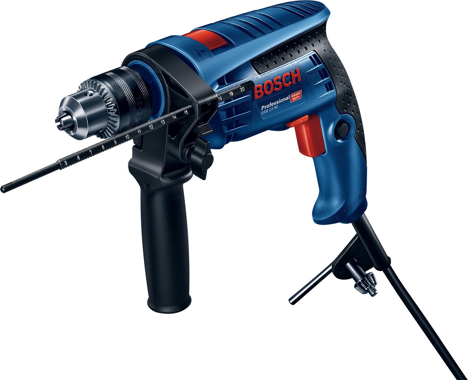 Картинка Дрель ударная Bosch GSB 13 RE 600Вт патрон:быстрозажимной реверс (...