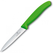 Нож кухонный Victorinox Swiss Classic (6.7736.L4) стальной для чистки овощей и фруктов лезв.100мм серрейт. заточка зеленый без упаковки от магазина РЭССИ