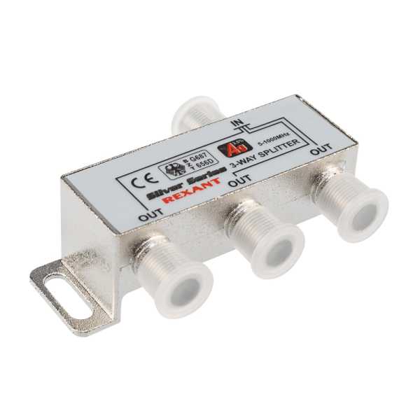 Делитель ТВ х 3 + 4шт. F BOX 5-1000 МГц Silver, от магазина РЭССИ