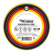 Изолента ПВХ KRANZ 013х19 мм 25 м желтая KR-09-2202 от магазина РЭССИ