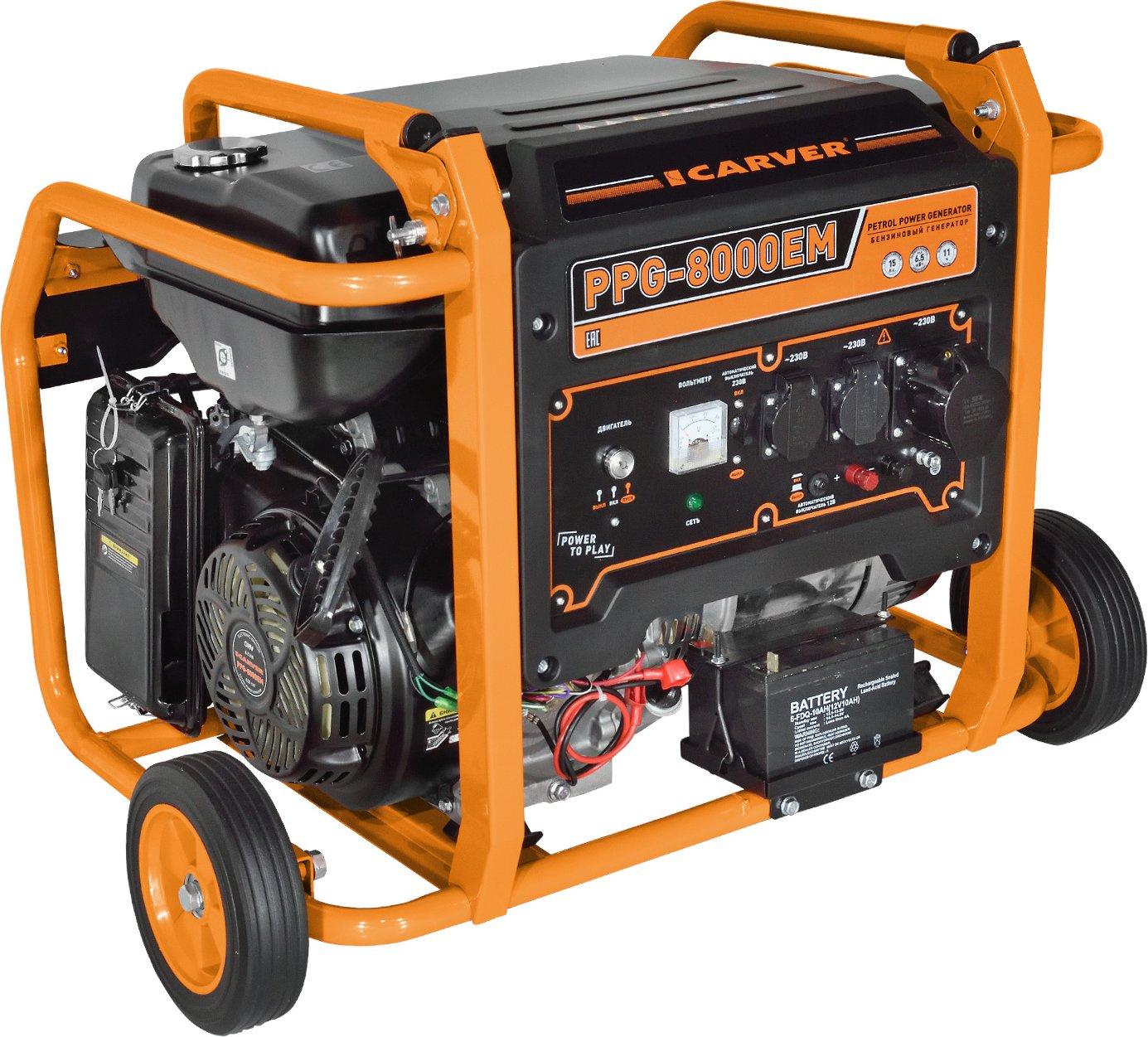 Генератор Carver PPG- 8000ЕM 11кВт от магазина РЭССИ
