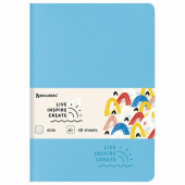 Тетрадь BRAUBERG RAINBOW A5 147x210 мм 48 листов сшивка в точку кожзам SoftTouch голубой 403883 от магазина РЭССИ