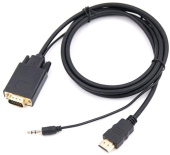 Кабель-переходник аудио-видео Premier 5-983AU HDMI (m)/VGA (m) 1.8м. черный (5-983AU 1.8) от магазина РЭССИ