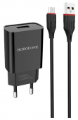 СЗУ USB Borofone BA20A (10.5W, кабель MicroUSB) Черный от магазина РЭССИ