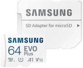 Флеш карта microSDXC 64GB Samsung MB-MC64SA EVO Plus + adapter от магазина РЭССИ