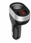 АЗУ USB Hoco Z29 (15.5W, 2 порта+12V розетка, с дисплеем) Черный от магазина РЭССИ