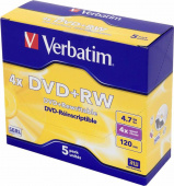 Диск DVD+RW Verbatim 4.7Gb 4x Jewel case (5шт) (43229) от магазина РЭССИ