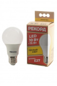 Лампа светодиодная РЕКОРД LED А60 10W Е27 3000К BL1 от магазина РЭССИ