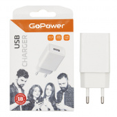 Сетевое зарядное устройство GoPower GP1U 1USB 2.4A 12W бел. от магазина РЭССИ