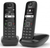 Р/Телефон Dect Gigaset AS690 DUO RUS черный (труб. в компл.:2шт) АОН от магазина РЭССИ