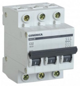 Выключатель автоматический IEK MVA25-3-032-C Generica 32A тип C 4.5kA 3П 400В 3мод серый (упак.:1шт) от магазина РЭССИ