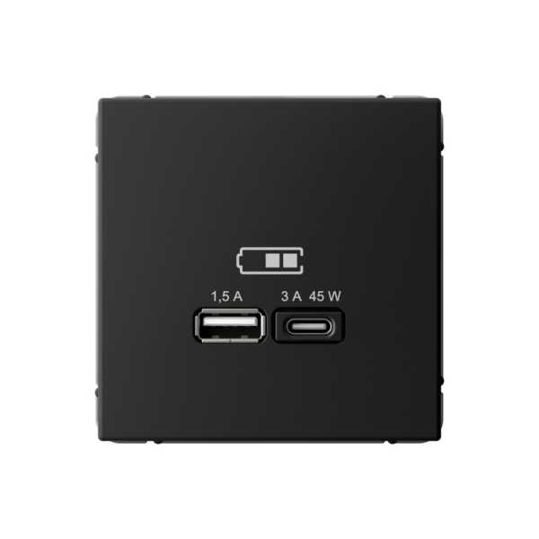 ARTGALLERY USB розетка A + тип-C 45Вт высокоскор.заряд. QC, PD, механизм, карбон от магазина РЭССИ
