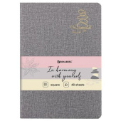 Тетрадь BRAUBERG HARMONY A5 147x210 мм 48 листов сшивка клетка кожзам под рогожку серый 403833 от магазина РЭССИ