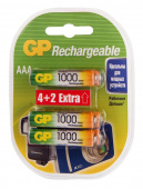 Аккумулятор GP Rechargeable 100AAAHC4/2 AAA NiMH 1000mAh (6шт) блистер от магазина РЭССИ