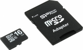 Флеш карта microSDHC 16GB Silicon Power SP016GBSTH010V10SP + adapter от магазина РЭССИ