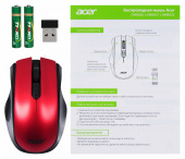 Мышь Acer OMR032 черный/красный оптическая (1600dpi) беспроводная USB (3but) от магазина РЭССИ