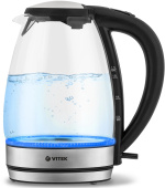 Чайник электрический Vitek VT-7046 1.7л. 2200Вт прозрачный/черный корпус: пластик/стекло от магазина РЭССИ