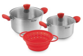 Набор посуды 5 предм. (кастрюли с/кр 20/24 см, силиконовый дуршлаг 21,2 см) Breit Rondell RDS-1003 от магазина РЭССИ