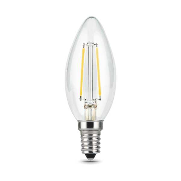 Лампа светодиодная филаментная LED 5 Вт 450 лм 4100К свеча нейтральный E14 AC 220В прозрачная колба диммируемая Black Filament Gauss от магазина РЭССИ