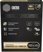 Переходник аудио-видео Cactus CS-DP-HDMI-ADR DisplayPort (m)/HDMI (f) позолоч.конт. черный от магазина РЭССИ