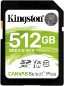 Флеш карта SDXC 512Gb Class10 Kingston SDS2/512GB Canvas Select Plus w/o adapter от магазина РЭССИ