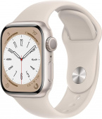 Смарт-часы Apple Watch Series 8 А2770 41мм OLED корп.сияющая звезда рем.сияющая звезда разм.брасл.:M/L (MNUF3LL/A) от магазина РЭССИ