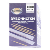 Бамбуковые зубочистки AVIORA в индивидуальной бумажной упаковке 1000 шт в картонной коробке 401-610 от магазина РЭССИ