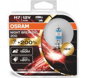 Автолампа Osram H7 55 Вт PX26d+200% NIGHT BREAKER 200 3700 К 12 В 64210NB200-HCB от магазина РЭССИ