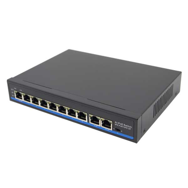 Коммутатор неуправляемый 8x100Мбит/с (RJ45 с      PoE+,PoE++), 2x1Гбит/с (RJ45) 120Вт от магазина РЭССИ