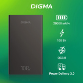Мобильный аккумулятор Digma DGPD100WA 20000mAh QC3.0/PD3.0 100W 5A 2xUSB-A/2xUSB-C черный (DGPD20A100ABK) от магазина РЭССИ