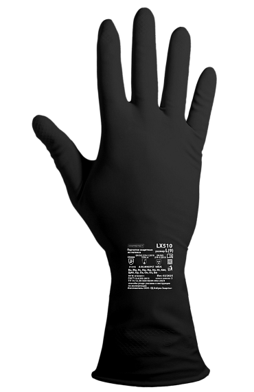 Перчатки химостойкие латексные Тип КЩС-1, толщина 0,7 мм,  чёрные ArmProtect LX510,  р.9 (L) от магазина РЭССИ