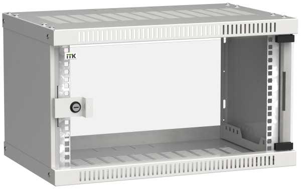 Шкаф LINEA WE 6U 550x350мм дверь стекло серый от магазина РЭССИ