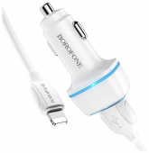 АЗУ USB Borofone BZ14 (12W, 2 порта, кабель Lightning) Белый от магазина РЭССИ
