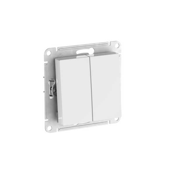 ATLASDESIGN AQUA 2-клавишный ВЫКЛЮЧАТЕЛЬ IP44, с  х.5, 10АХ, быстрозажимные клеммы, БЕЛЫЙ от магазина РЭССИ