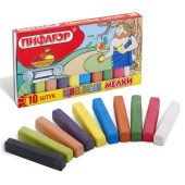 Цветной мел ПИФАГОР набор 10 шт квадратный 221168 от магазина РЭССИ