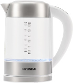 Чайник электрический Hyundai HYK-S5807 1.7л. 2200Вт белый/серебристый корпус: стекло/металл от магазина РЭССИ