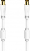 Кабель антенный Hama H-205246 Coax (m)/Coax (f) 1.5м. феррит.кольца Позолоченные контакты белый (00205246) от магазина РЭССИ