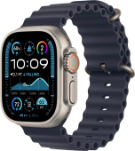 Смарт-часы Apple Watch Ultra 2 2024 A2986 49мм OLED корп.титан Ocean band рем.синий разм.брасл.:130-200мм (MX4D3FD/A) от магазина РЭССИ