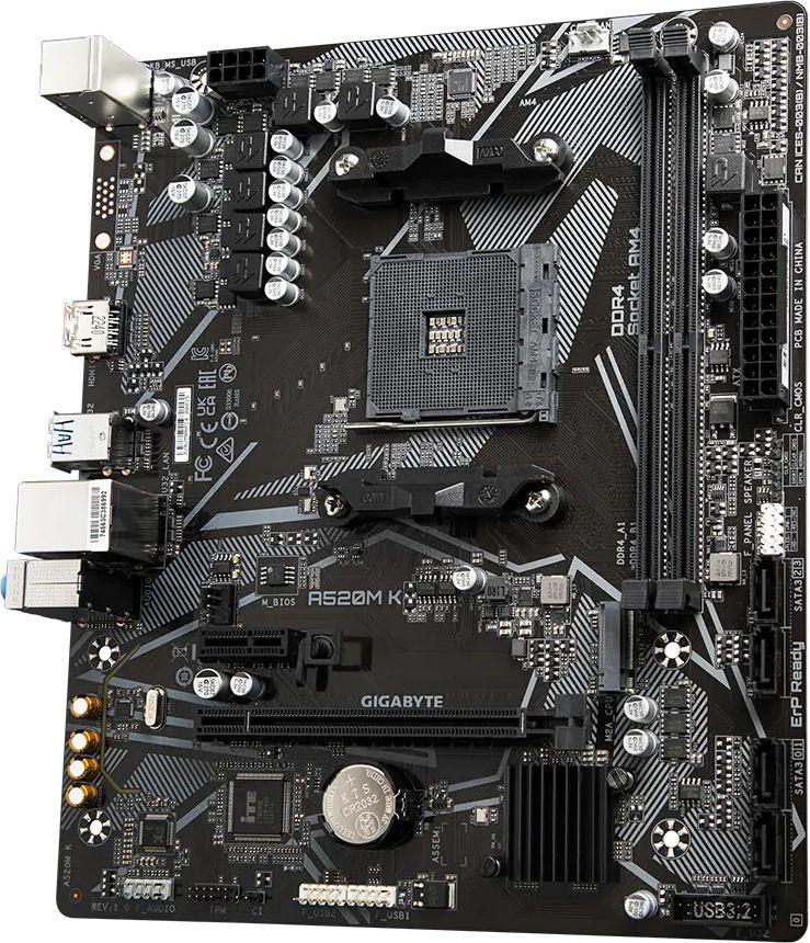 Amd a520 gigabyte a520m k. Материнская плата h470m k gigabyte вид с верху. материнская плата gigabyte h470m k. gigabyte a5 k1. слоты на материнской плате.