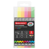 Сухостираемые меловые маркеры BRAUBERG POP-ART набор 6 шт для гладких поверхностей 35 мм ассорти 151526 от магазина РЭССИ