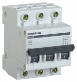 Выключатель автоматический IEK MVA25-3-025-C Generica 25A тип C 4.5kA 3П 400В 3мод серый (упак.:1шт) от магазина РЭССИ