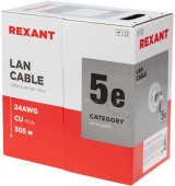 Кабель информационный Rexant 01-0059 кат.5E UTP 4 пары 24AWG нг(А)-HF внутренний 305м серый от магазина РЭССИ