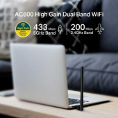 Сетевой адаптер WiFi TP-Link Archer T2U Plus AC600 USB 2.0 (ант.внеш.несъем.) 1ант. от магазина РЭССИ