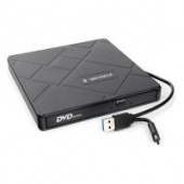 Внешний CD/DVD привод USB 3.0 со встроенным кардридером и хабом Gembird DVD-USB-04 пластик черный от магазина РЭССИ