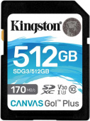 Флеш карта SDXC 512Gb Class10 Kingston SDG3/512GB Canvas Go! Plus w/o adapter от магазина РЭССИ