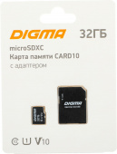 Флеш карта microSDXC 32Gb Class10 Digma CARD10 + adapter от магазина РЭССИ