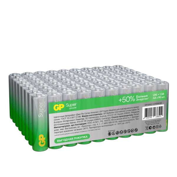 Батарейка алкалиновая GP Super Alkaline G-Tech 24А АAA, в упаковке по 80 шт от магазина РЭССИ