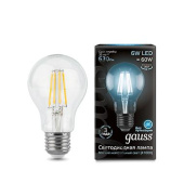 Лампа филам. Gauss Filament A60 6Вт цок.:E27 груша 220B 4100K св.свеч.бел.нейт. (упак.:1шт) (102802206) от магазина РЭССИ