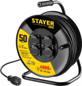 Удлинитель силовой Stayer 55076-50_z01 3x2.5кв.мм 4розет. 50м КГ катушка черный от магазина РЭССИ